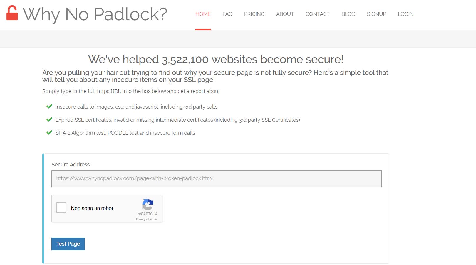 Home page Why No Padlock?