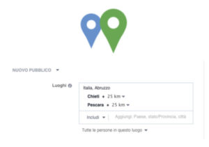 Posizione geografica da impostare nella campagna Facebook.