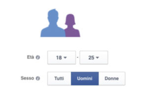 Dati demografici da impostare per la campagna Facebook.