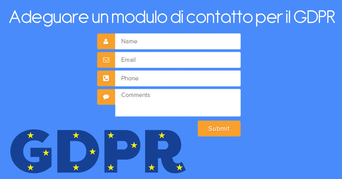 Adeguare un modulo di contatto per il GDPR