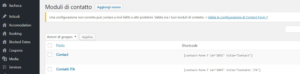 Creare un modulo di contatto su WordPress : sezione moduli di contatto
