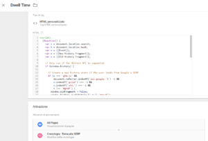 Dwell Time : Creazione tag GTM