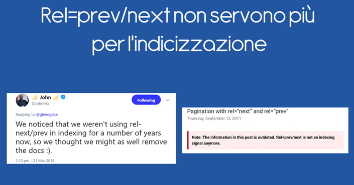 rel=prev/next non serve più per l'indicizzazione